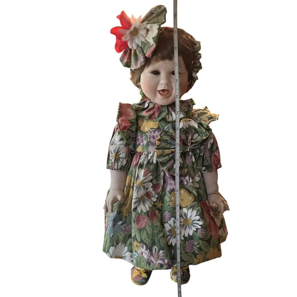 Vintage Marie Osmond Porcelain Toddler Series Doll Floral Dress Jewelry Boxed